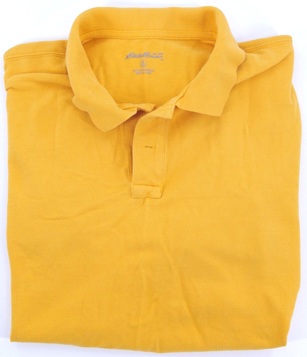EDDIE BAUER Yellow Polo Shirt XL Men's Polo Shirt Casual Collared Shirt